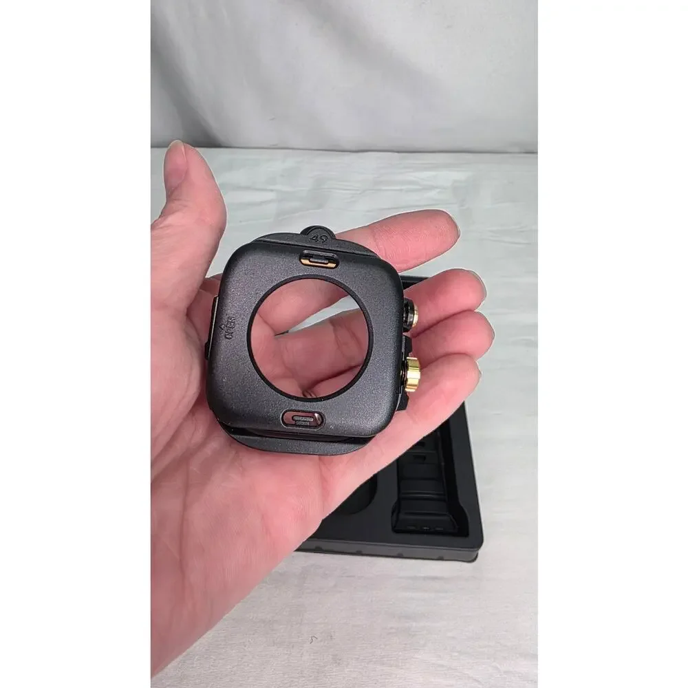 Black 49mm Rugged Case Band Kit for Apple Watch Ultra 3 2 1 Gold No Watch